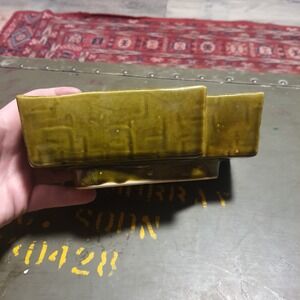 Vintage UPCO USA 273 Vintage Green Planter Lightning Bolt Incised Pattern MCM